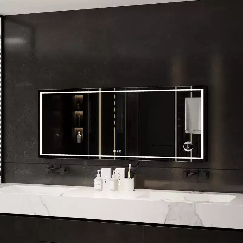 24x32 Inches LED Bathroom Mirror, Dimmable Front and Backlit, 3 Colors, Memory, Anti-Fog Shatter-Proof Light Up Wall Mirror, Horizontal/Vertical