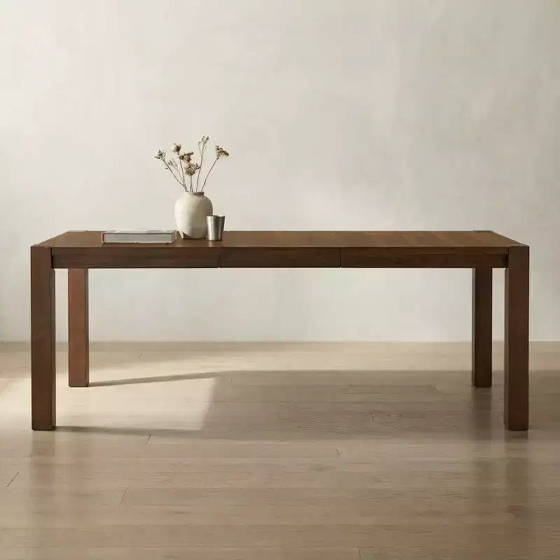 Modern 60" Expandable Dining Table with Hidden Center Leaf, Ash Wood Veneer, Adjustable Feet, Seats 6-8