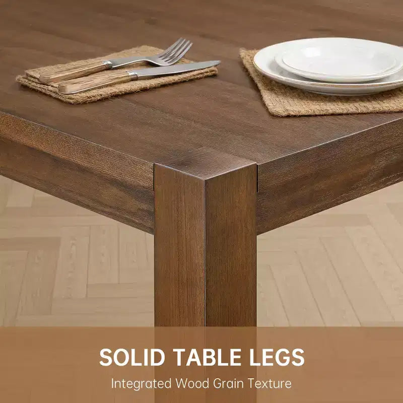 Modern 60" Expandable Dining Table with Hidden Center Leaf, Ash Wood Veneer, Adjustable Feet, Seats 6-8