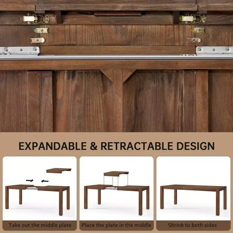 Modern 60" Expandable Dining Table with Hidden Center Leaf, Ash Wood Veneer, Adjustable Feet, Seats 6-8