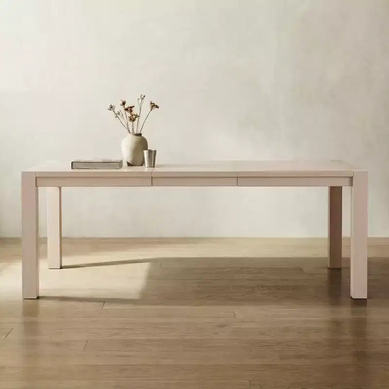 Modern 60" Expandable Dining Table with Hidden Center Leaf, Ash Wood Veneer, Adjustable Feet, Seats 6-8