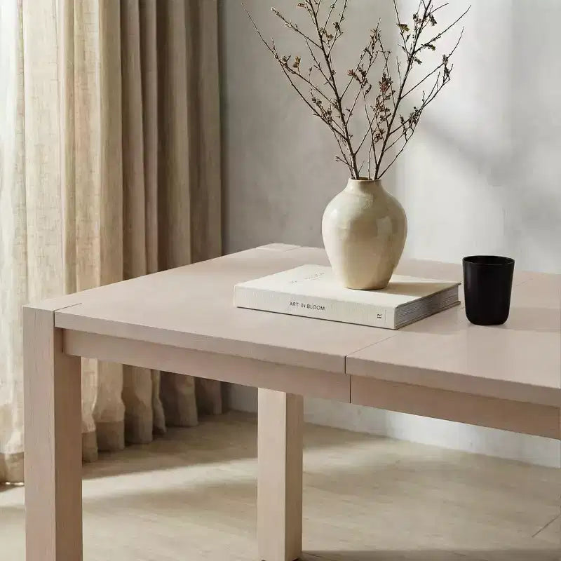 Modern 60" Expandable Dining Table with Hidden Center Leaf, Ash Wood Veneer, Adjustable Feet, Seats 6-8