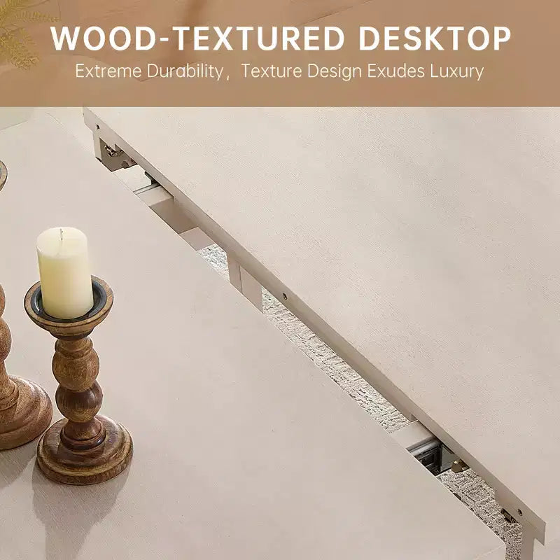 Modern 60" Expandable Dining Table with Hidden Center Leaf, Ash Wood Veneer, Adjustable Feet, Seats 6-8
