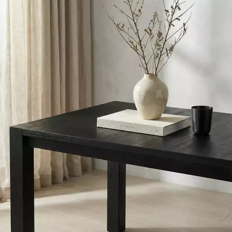 Modern 60" Expandable Dining Table with Hidden Center Leaf, Ash Wood Veneer, Adjustable Feet, Seats 6-8