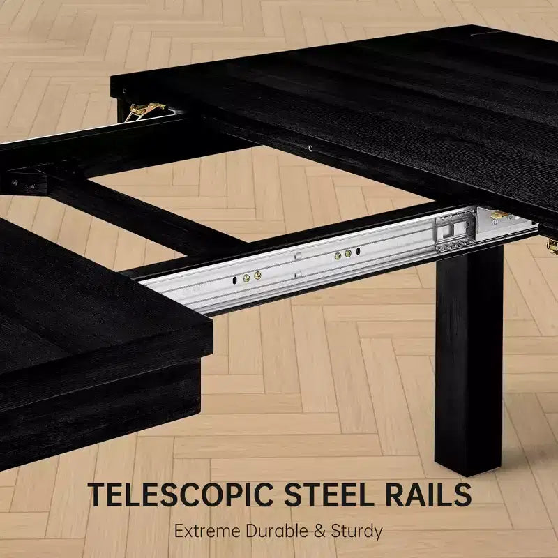 Modern 60" Expandable Dining Table with Hidden Center Leaf, Ash Wood Veneer, Adjustable Feet, Seats 6-8