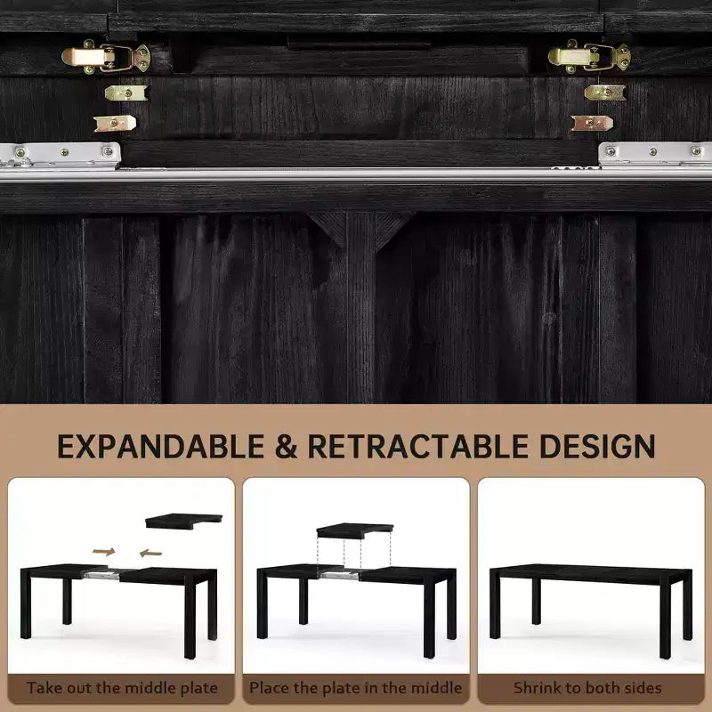 Modern 60" Expandable Dining Table with Hidden Center Leaf, Ash Wood Veneer, Adjustable Feet, Seats 6-8