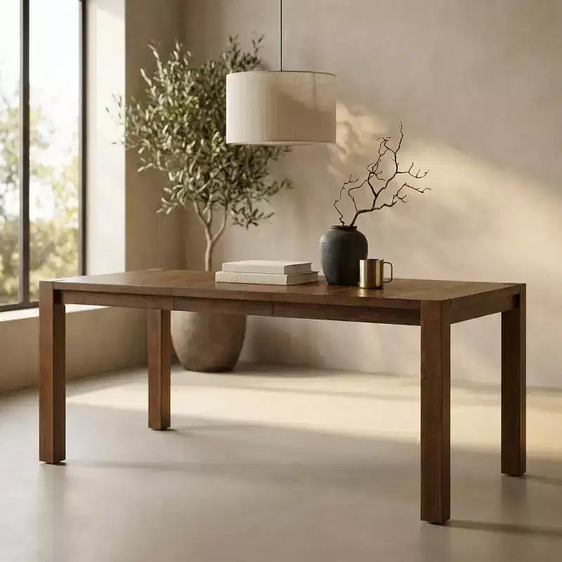Modern 60" Expandable Dining Table with Hidden Center Leaf, Ash Wood Veneer, Adjustable Feet, Seats 6-8