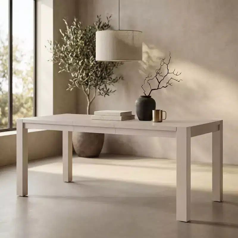 Modern 60" Expandable Dining Table with Hidden Center Leaf, Ash Wood Veneer, Adjustable Feet, Seats 6-8