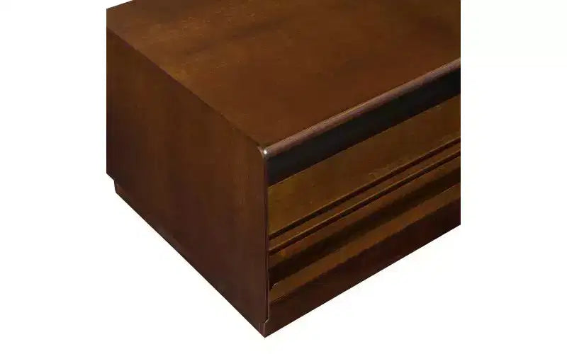 47.2-inch Modern Wooden Rectangular Coffee Table with 4 Drawers and 2 Display Shelves, Tempered Glass Top, Brown