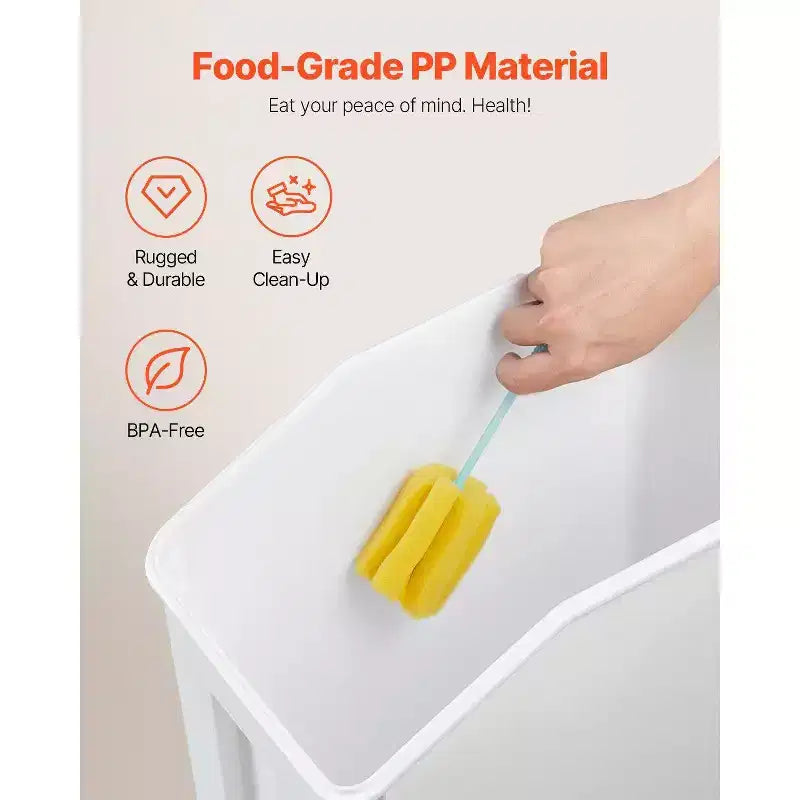 4.5Gal/20L Airtight Food Storage Container with Wheels & Measuring Cup for Rice, Pet Food, Grain, Flour, White