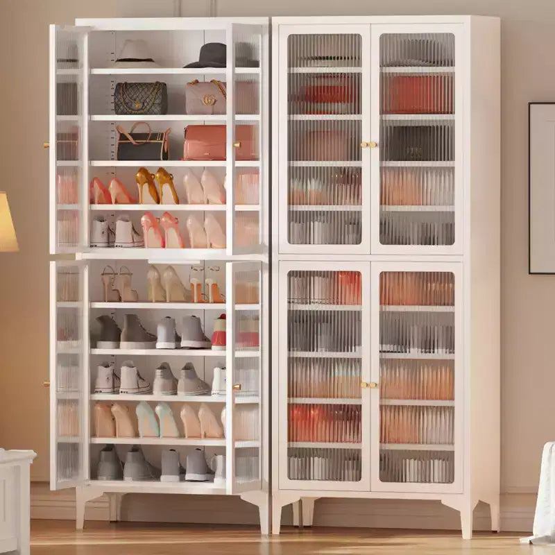 71" Large Metal Shoe Cabinet with Doors, Adjustable Shelves, Shoe Closet Storage for Entryway Hallway Living Room