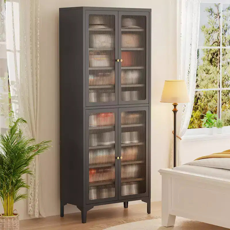 71" Large Metal Shoe Cabinet with Doors, Adjustable Shelves, Shoe Closet Storage for Entryway Hallway Living Room