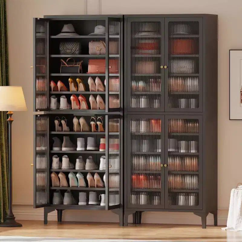 71" Large Metal Shoe Cabinet with Doors, Adjustable Shelves, Shoe Closet Storage for Entryway Hallway Living Room
