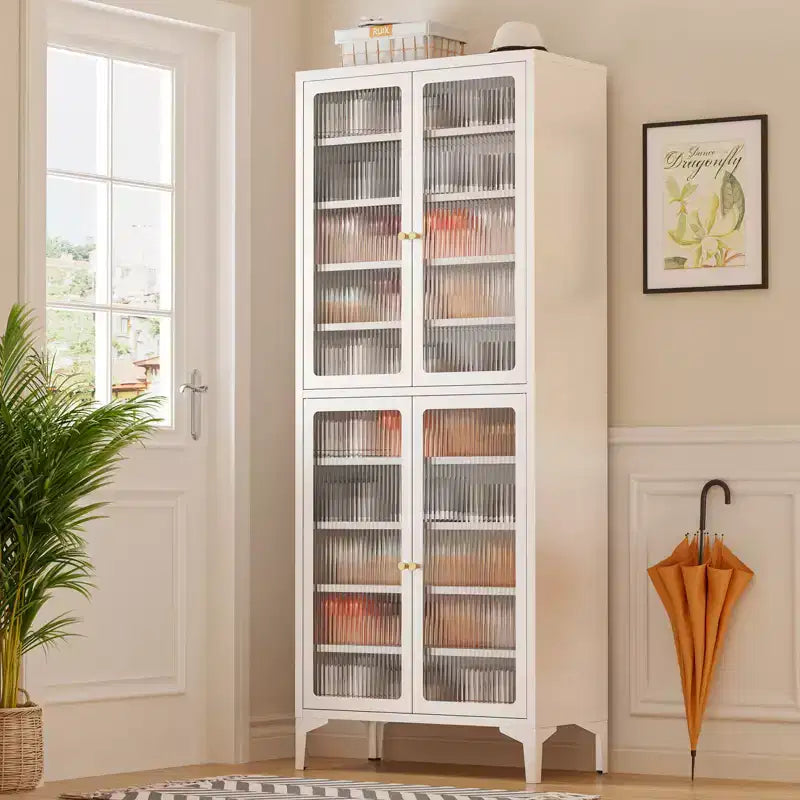 71" Large Metal Shoe Cabinet with Doors, Adjustable Shelves, Shoe Closet Storage for Entryway Hallway Living Room