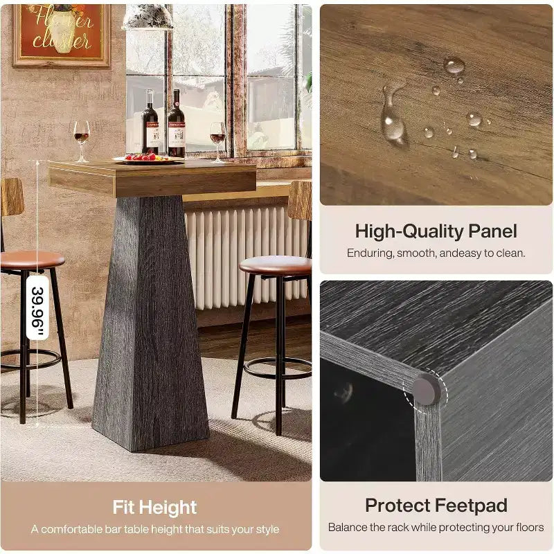 Square Bar Table, 39.96" High Pub Table for Dining, Coffee, Cocktail, Small Space, Kitchen (Table Only)