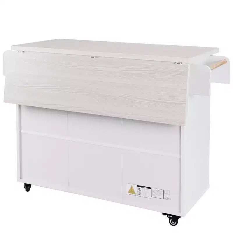 Kitchen Island Cart with Tilt-Out Trash Storage and Rolling Wheels, White