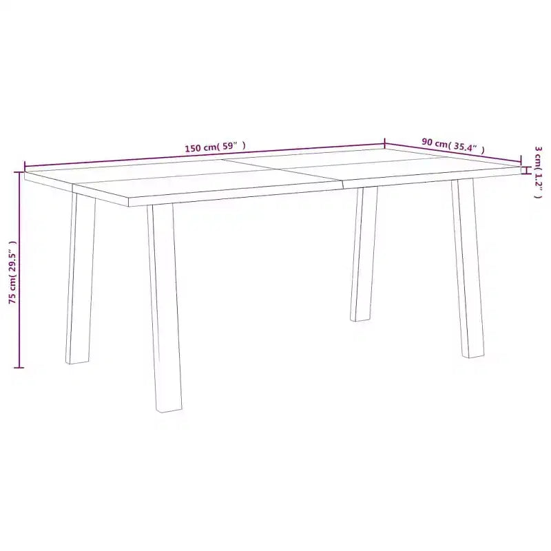 Industrial Dining Table in Solid Acacia Wood