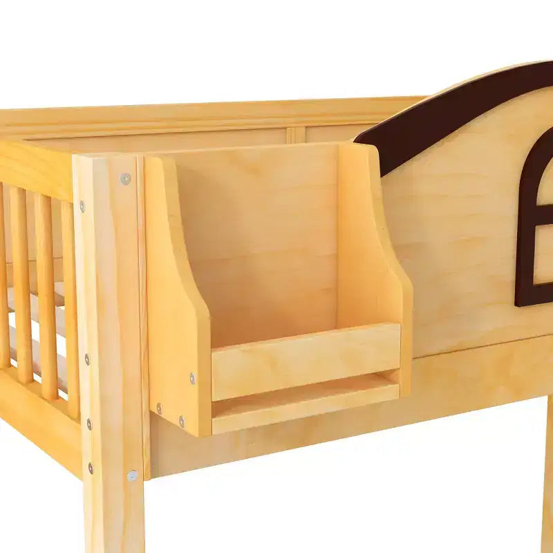 Twin over Full Bunk Bed with Slide, Shelves, Storage Staircase and Wardrobe for Kids' Room