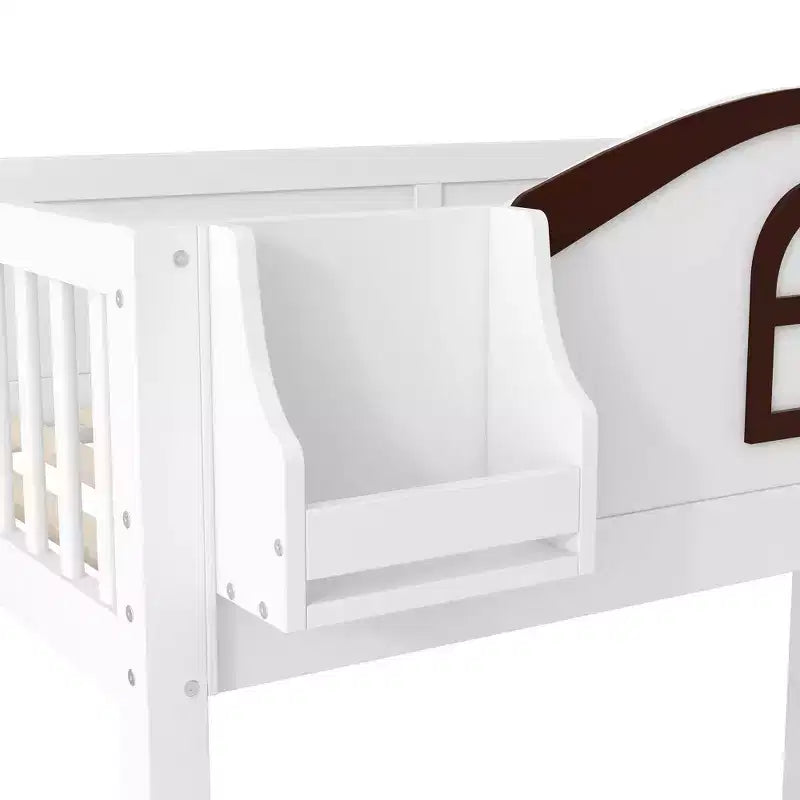 Twin over Full Bunk Bed with Slide, Shelves, Storage Staircase and Wardrobe for Kids' Room
