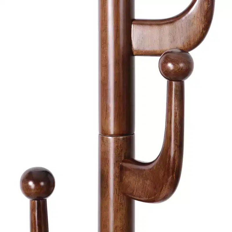 Cactus Freestanding Coat Rack, Solid Wood Coat Tree with 7 Hooks and Sturdy Round Base for Entryway