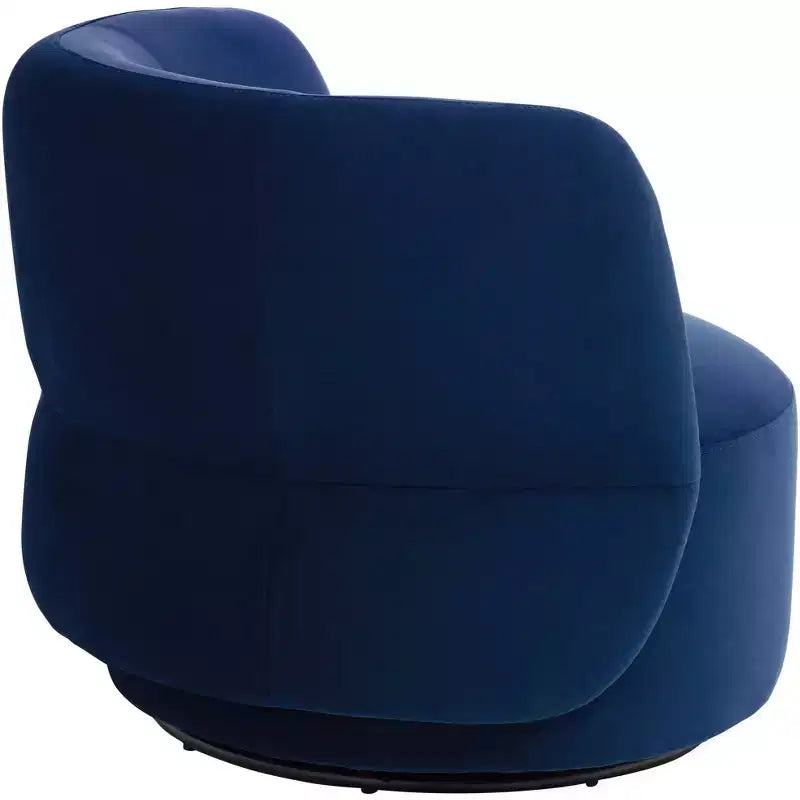 36" Wide Prussian Blue Velvety Fabric Occasional Swivel Chair