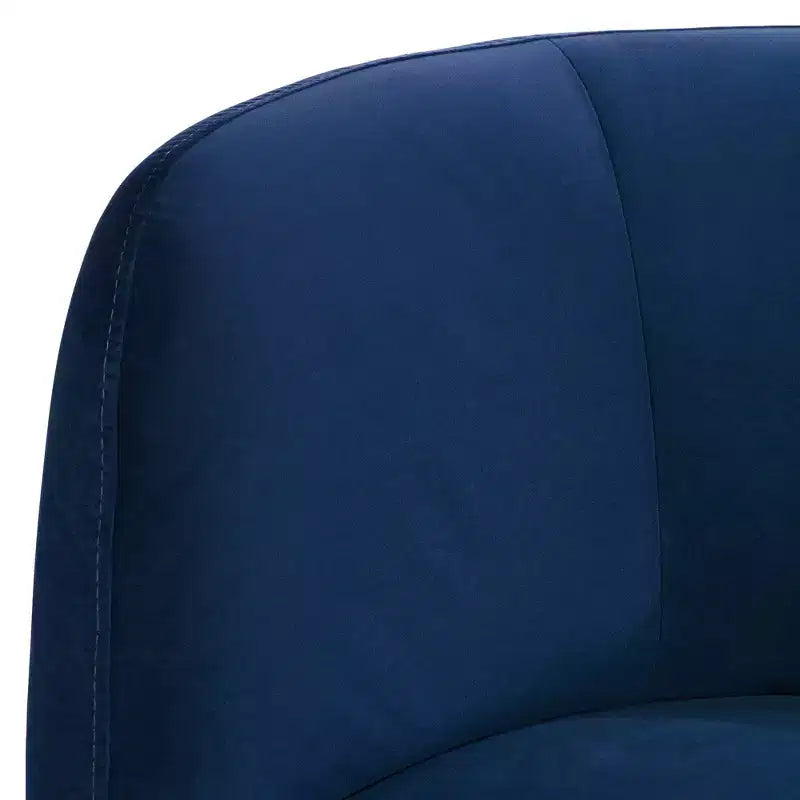 36" Wide Prussian Blue Velvety Fabric Occasional Swivel Chair