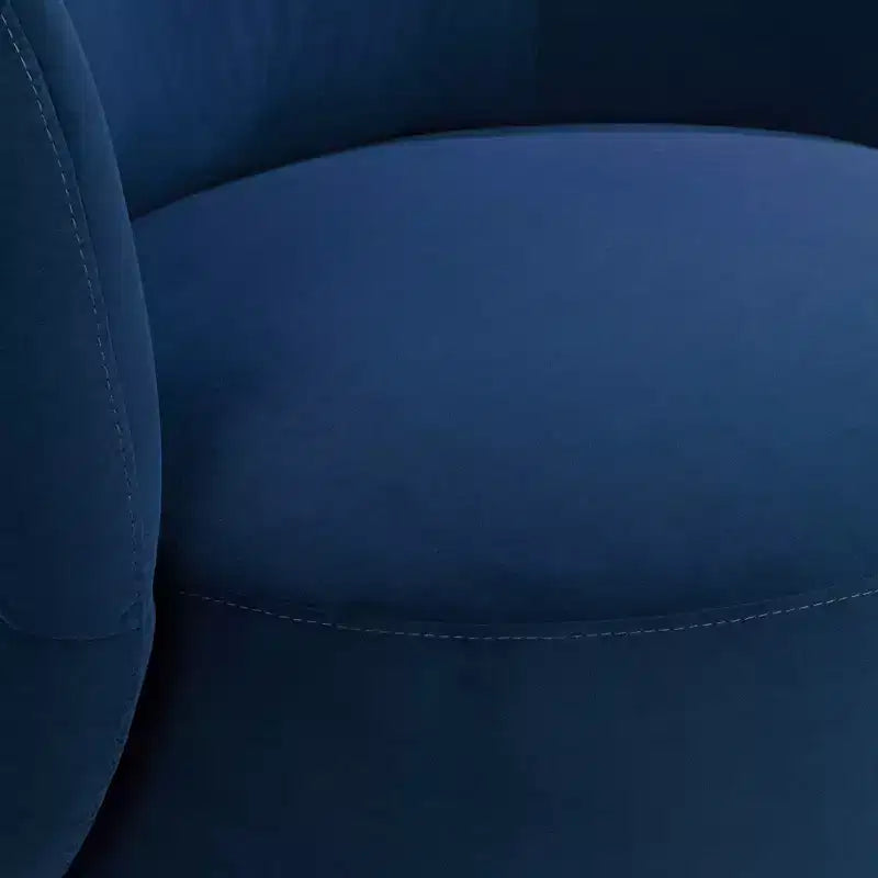 36" Wide Prussian Blue Velvety Fabric Occasional Swivel Chair