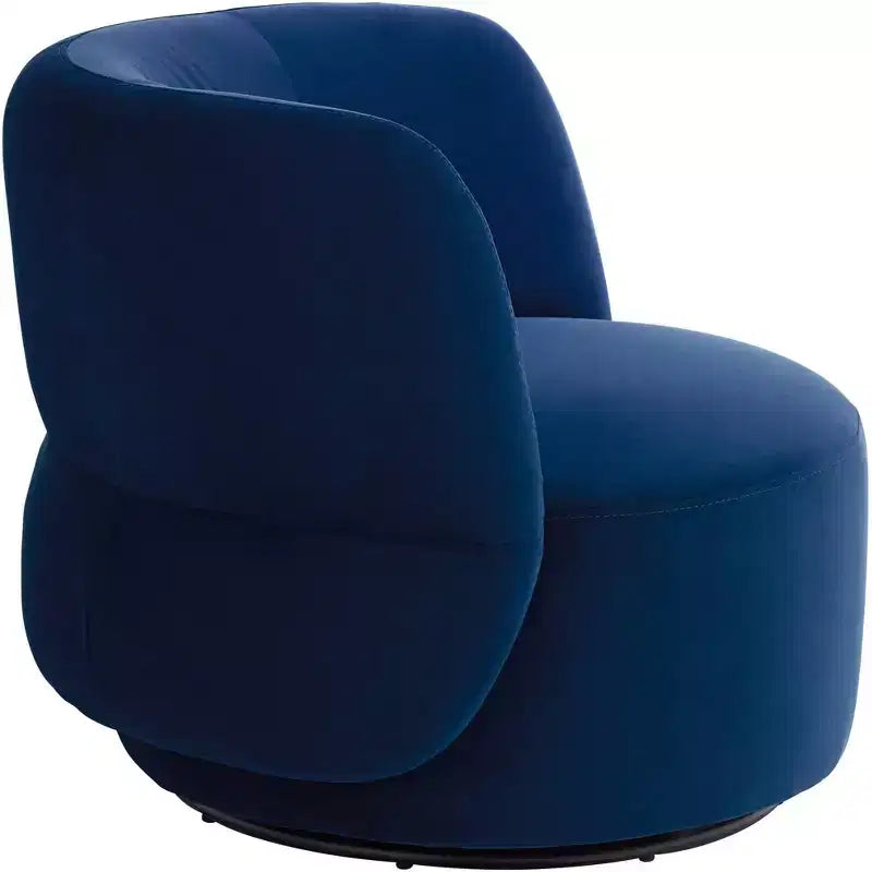 36" Wide Prussian Blue Velvety Fabric Occasional Swivel Chair
