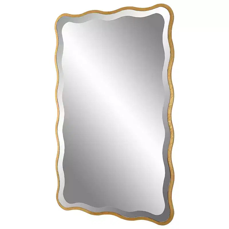 36 x 24 Scalloped Wood Gold Wall Mirror