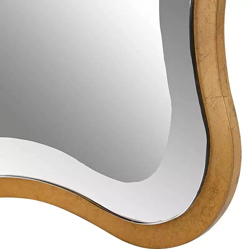 36 x 24 Scalloped Wood Gold Wall Mirror