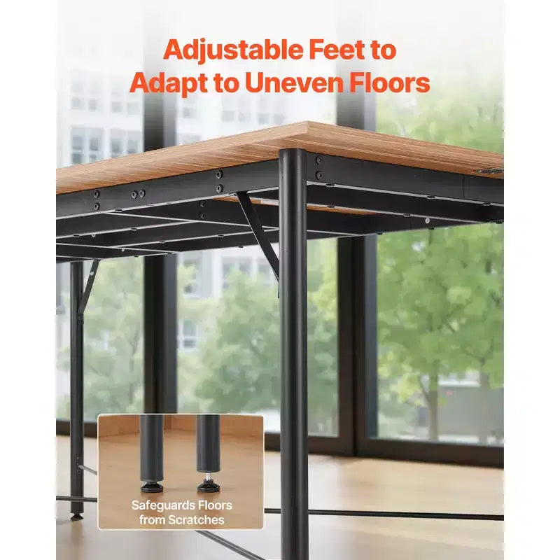 6 ft Conference Table for 6-8 Person, Modern Rectangle Meeting Desk with Metal Legs, Brown