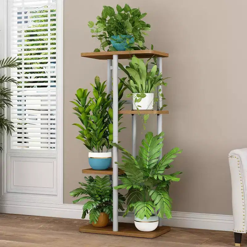 Plant Stand Indoor Outdoor, 4 Tier Corner Tall Outdoor Plant Shelf, Tall Metal Multi-Tier Plant Shelf Rack, Stand Display Rack for Patio Garden