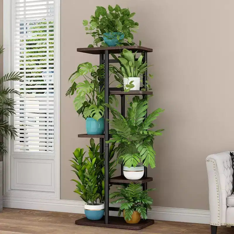 Plant Stand Indoor Outdoor, 4 Tier Corner Tall Outdoor Plant Shelf, Tall Metal Multi-Tier Plant Shelf Rack, Stand Display Rack for Patio Garden
