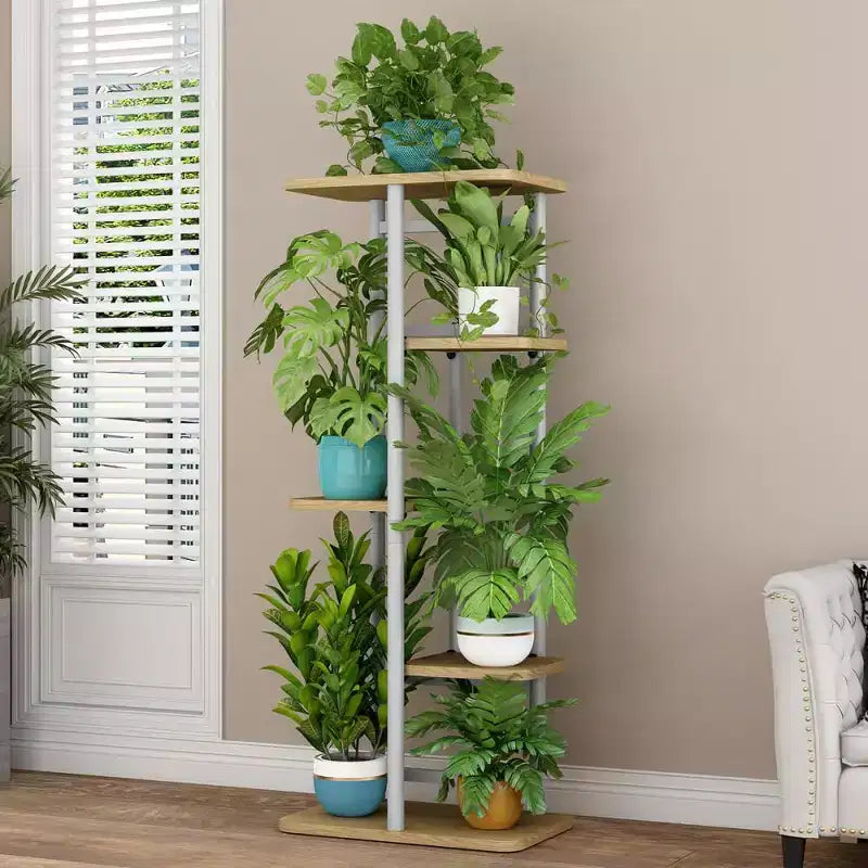 Plant Stand Indoor Outdoor, 4 Tier Corner Tall Outdoor Plant Shelf, Tall Metal Multi-Tier Plant Shelf Rack, Stand Display Rack for Patio Garden