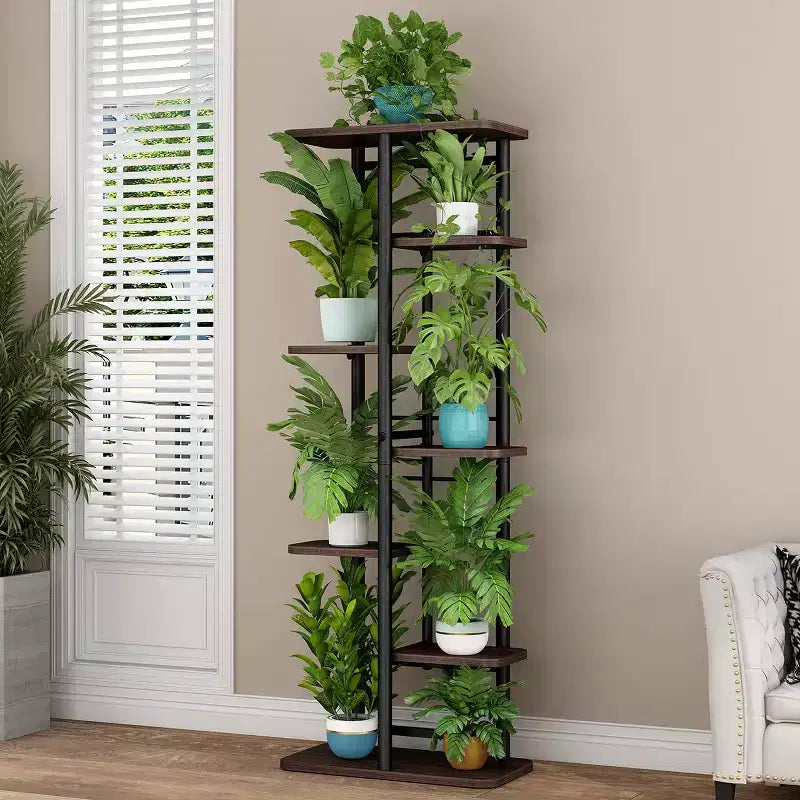 Plant Stand Indoor Outdoor, 4 Tier Corner Tall Outdoor Plant Shelf, Tall Metal Multi-Tier Plant Shelf Rack, Stand Display Rack for Patio Garden