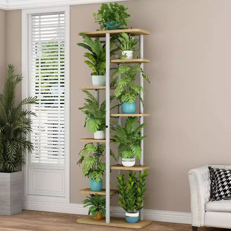 Plant Stand Indoor Outdoor, 4 Tier Corner Tall Outdoor Plant Shelf, Tall Metal Multi-Tier Plant Shelf Rack, Stand Display Rack for Patio Garden