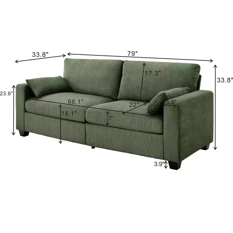 Modern Fabric Upholstered Loveseat with Removable Covers