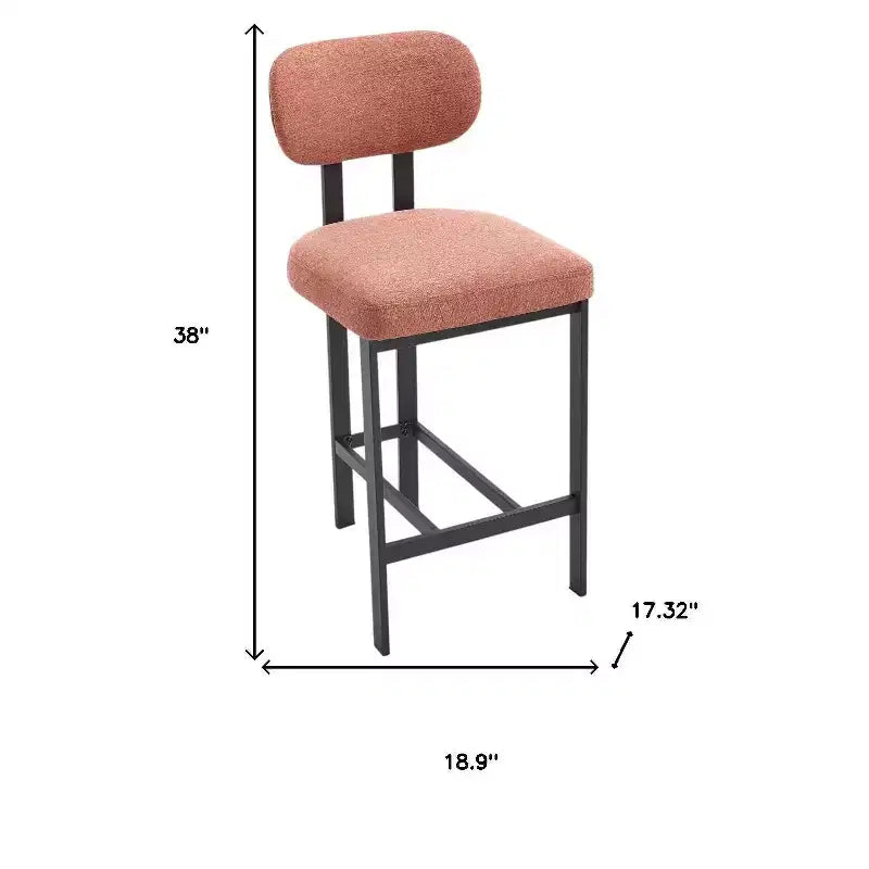 Set of Two 26" Orange and Black Fabric and Metal Counter Height Bar Chairs