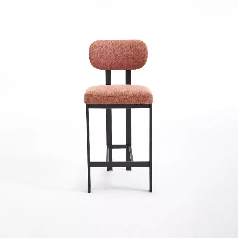 Set of Two 26" Orange and Black Fabric and Metal Counter Height Bar Chairs