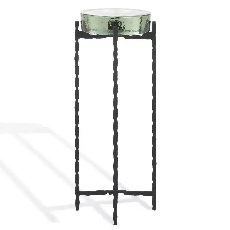 Cast Glass Drink Table, Black and Clear
