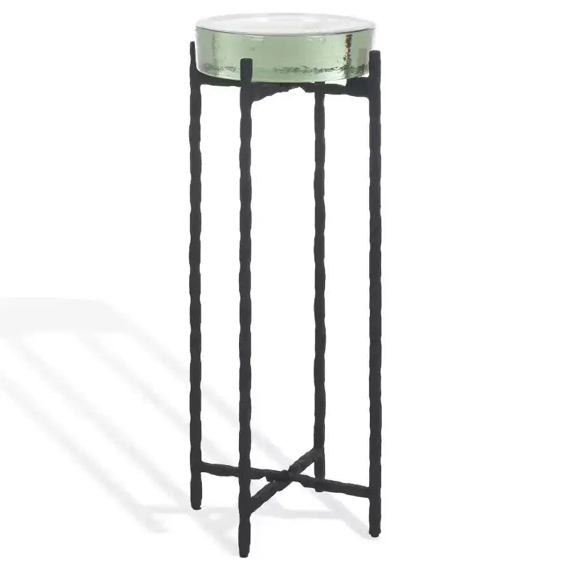 Cast Glass Drink Table, Black and Clear