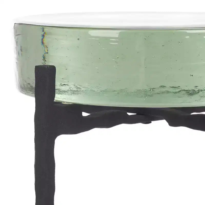 Cast Glass Drink Table, Black and Clear