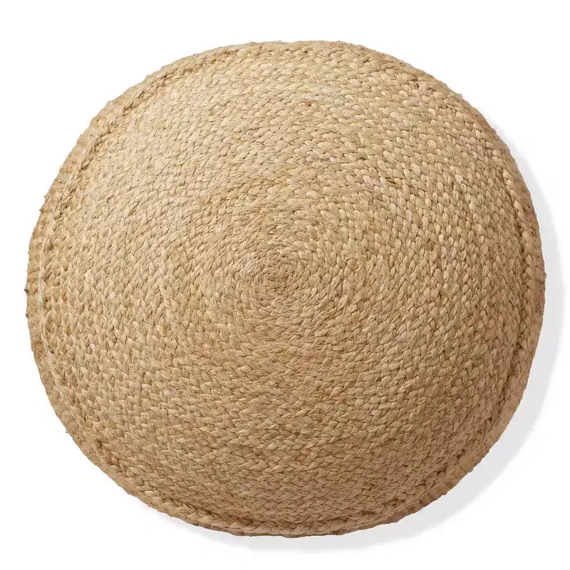 Braided Jute Pouf, 22W x 22D x 14H Woven Jute Ottoman Footrest, Decorative Indoor Boho Home Accent